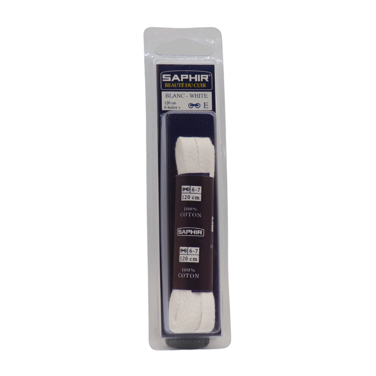 SAPHIR - Paire de lacets plats - Blanc - 120 cm