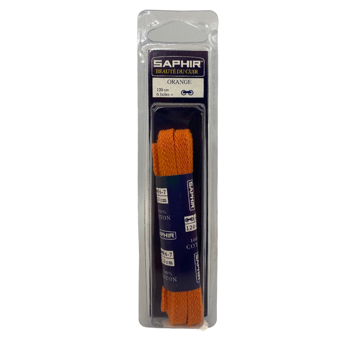 SAPHIR - Paire de lacets plats - Orange - 120 cm