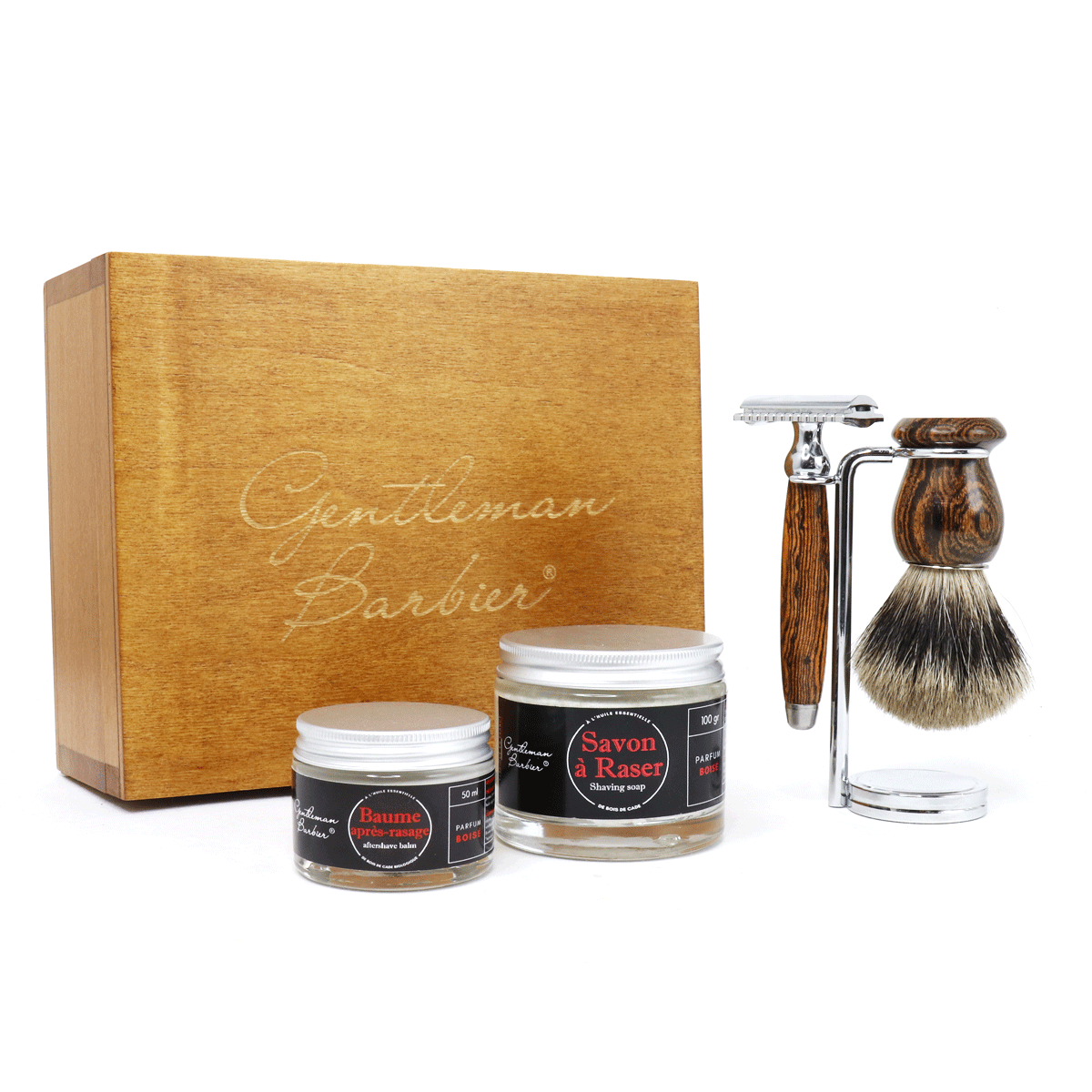 Coffret de Rasage Sûreté en Bocote